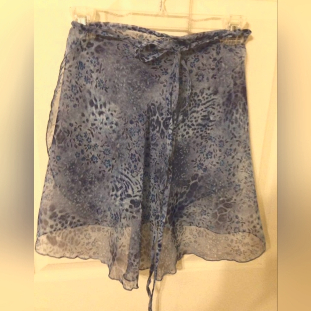 Women's Ladies' Sheer wrap ballet skirt blue/purple floral/leopard patterned